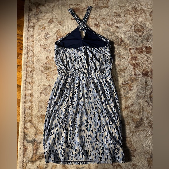 White House Black Market Blue and White Patterned Halter Dress - Picture 5 of 6